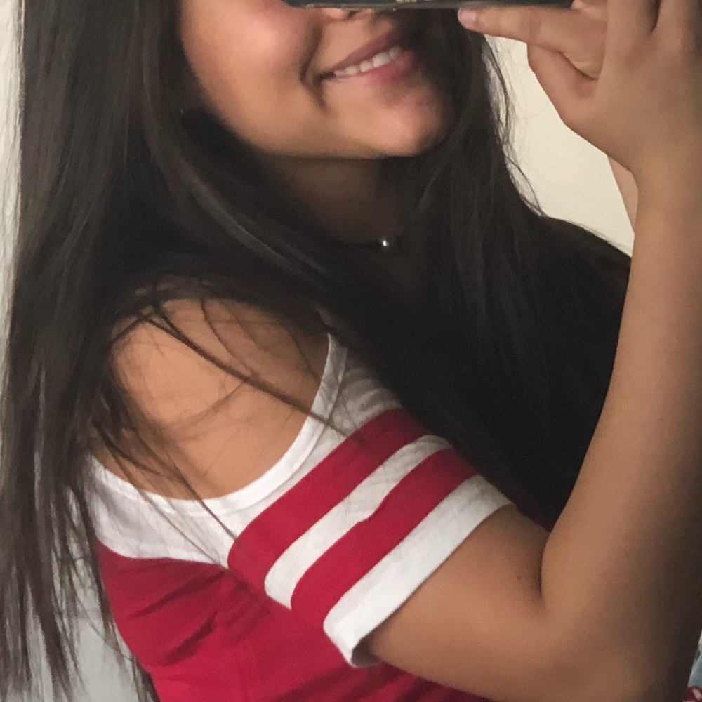 red n white top